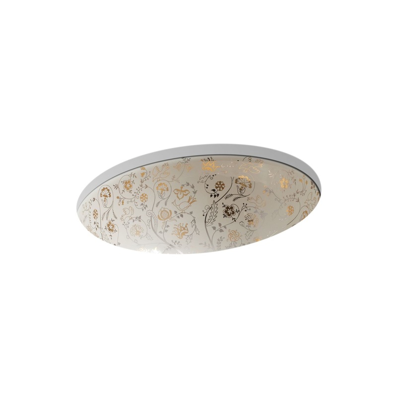 KOHLER K-14218-T9-47 Mille Fleurs Caxton 19-1/4" Oval Undermount Bathroom Sink, No Overflow In Mille Fleurs