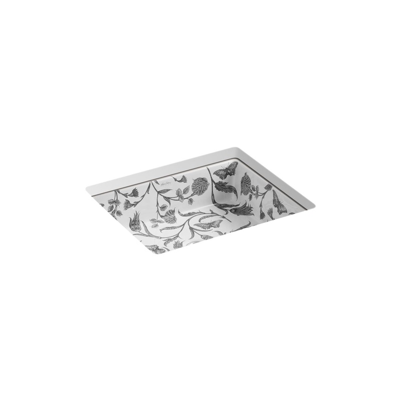 KOHLER K-14275-BT-0 Botanical Study Kathryn 19-3/4" Rectangular Undermount Bathroom Sink, No Overflow In Botanical Study