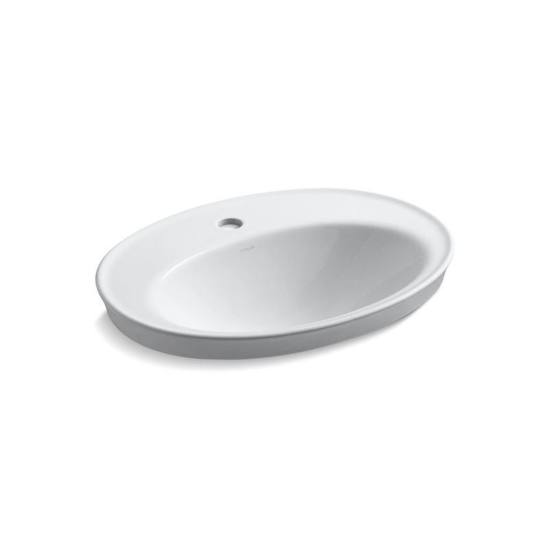 KOHLER K-2075-1-0 Serif 22-1/4" Oval Drop-In Bathroom Sink In White