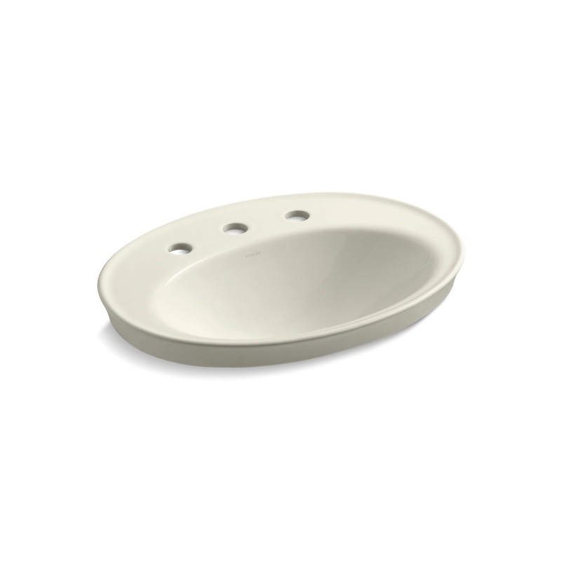KOHLER K-2075-8-96 Serif 22-1/4" Oval Drop-In Bathroom Sink In Biscuit