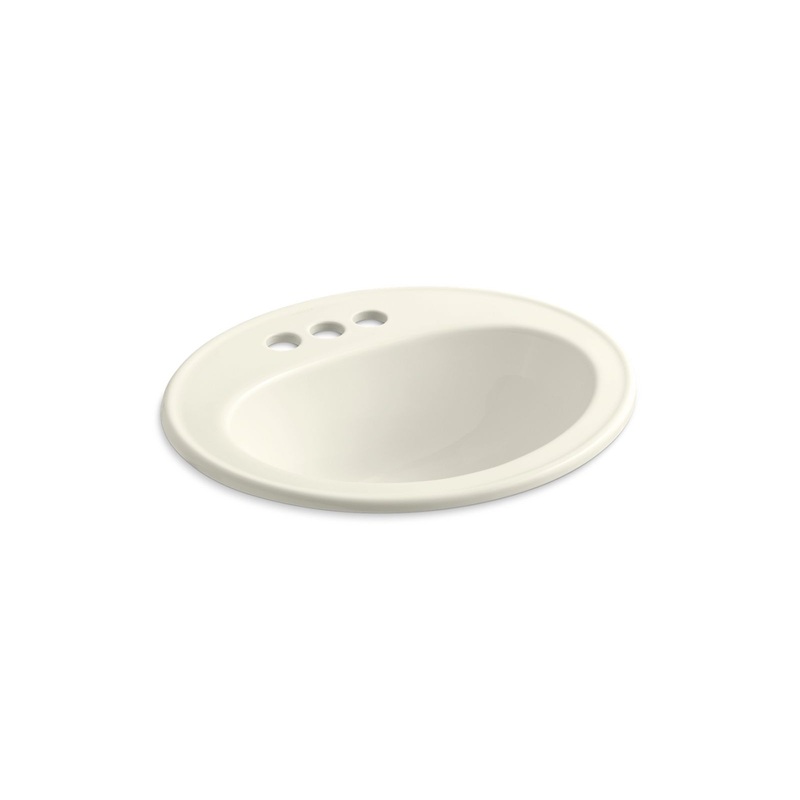 KOHLER K-2196-4-96 Pennington 20-1/4" Oval Drop-In Bathroom Sink In Biscuit