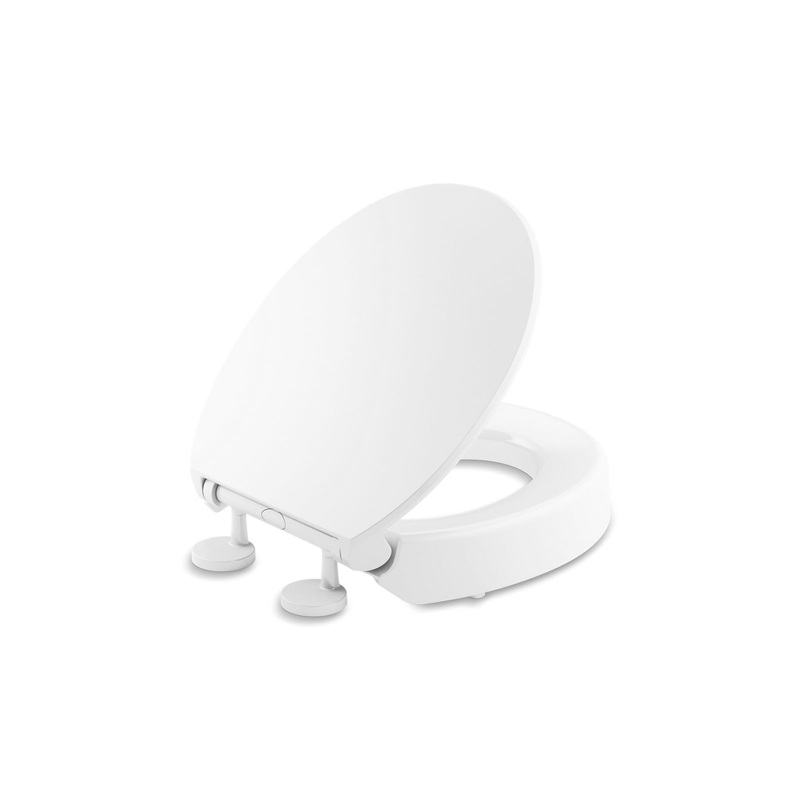 KOHLER K-25876-0 Hyten Elevated Quiet-Close Round-Front Toilet Seat In White