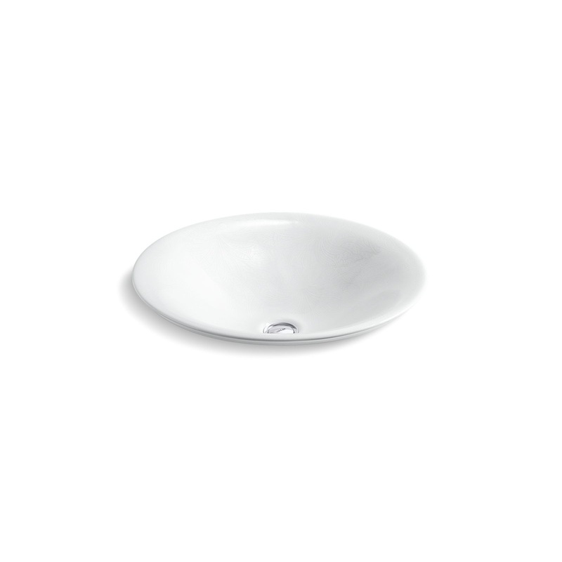 KOHLER K-75748-FP1-0 Sartorial Paisley Carillon 17-1/2" Round Drop-In Bathroom Sink, No Overflow In White Sartorial Paisley