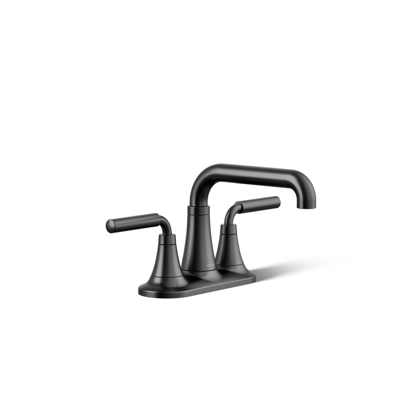 KOHLER K-27414-4-BL Tone Centerset Bathroom Sink Faucet, 1.2 Gpm In Matte Black