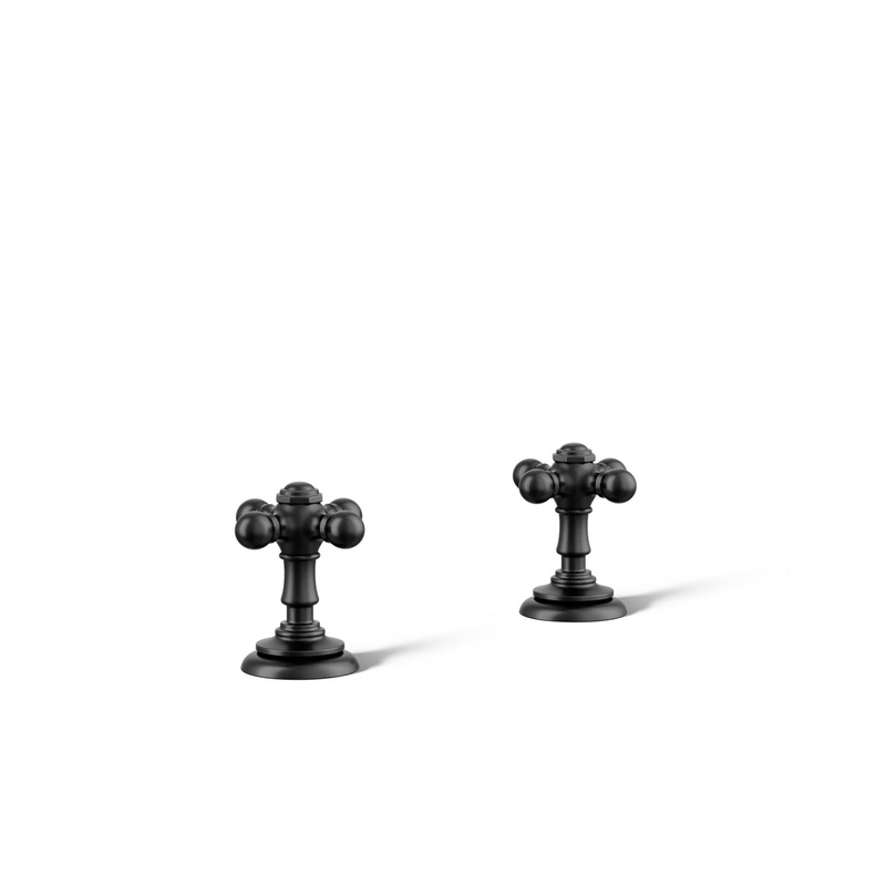 KOHLER K-98068-3-BL Artifacts Cross Bathroom Sink Faucet Handles In Matte Black