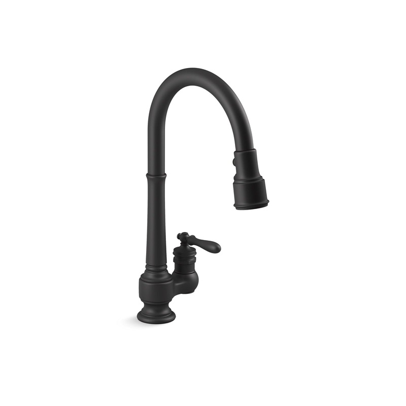 KOHLER K-99260-BL Artifacts Pull-Down Kitchen Sink Faucet With Three-Function Sprayhead In Matte Black