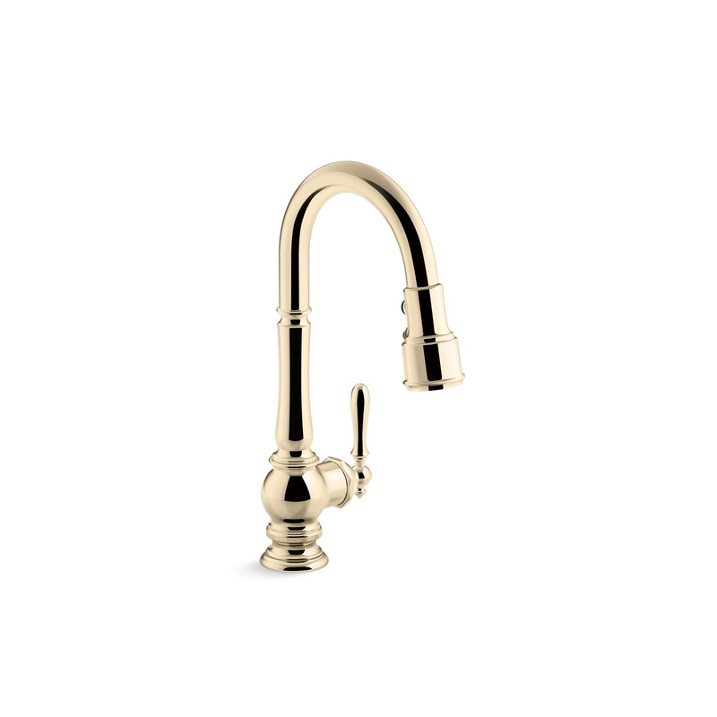 KOHLER K-99261-AF Artifacts Pull-Down Kitchen Sink Faucet With Three-Function Sprayhead In Vibrant French Gold