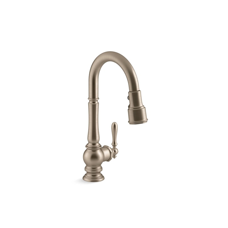 KOHLER K-99261-BV Artifacts Pull-Down Kitchen Sink Faucet With Three-Function Sprayhead In Vibrant Brushed Bronze