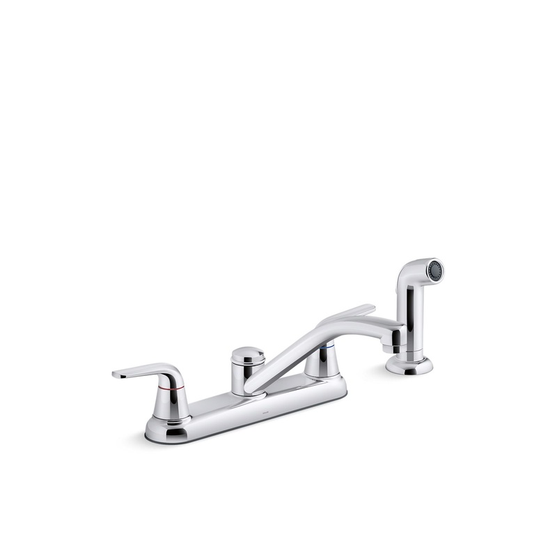 KOHLER K-30616-CP Jolt Two-Handle Kitchen Sink Faucet With Side Sprayer In Polished Chrome