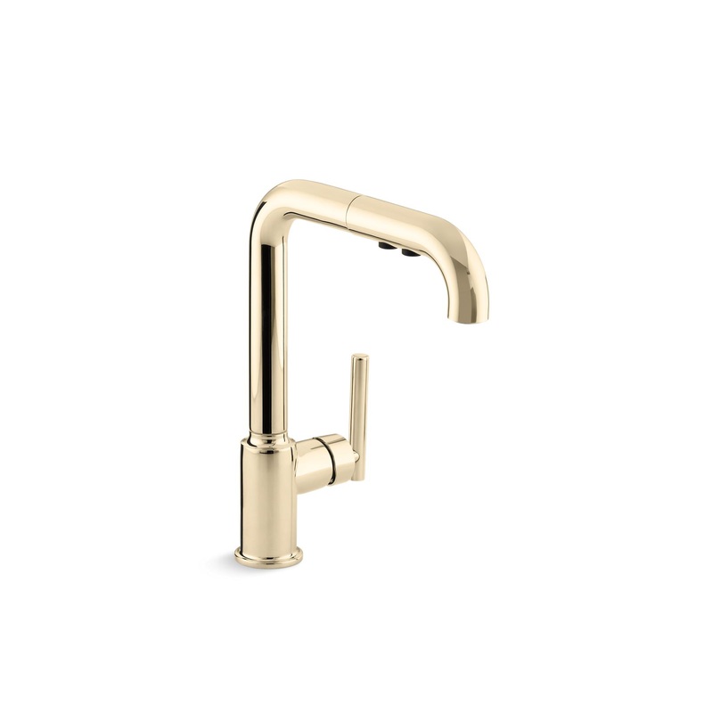 KOHLER K-7505-AF Purist Pull-Out Kitchen Sink Faucet With Three-Function Sprayhead In Vibrant French Gold