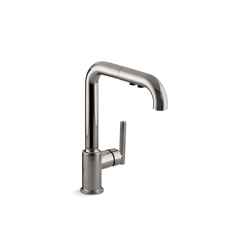 KOHLER K-7505-TT Purist Pull-Out Kitchen Sink Faucet With Three-Function Sprayhead In Vibrant Titanium