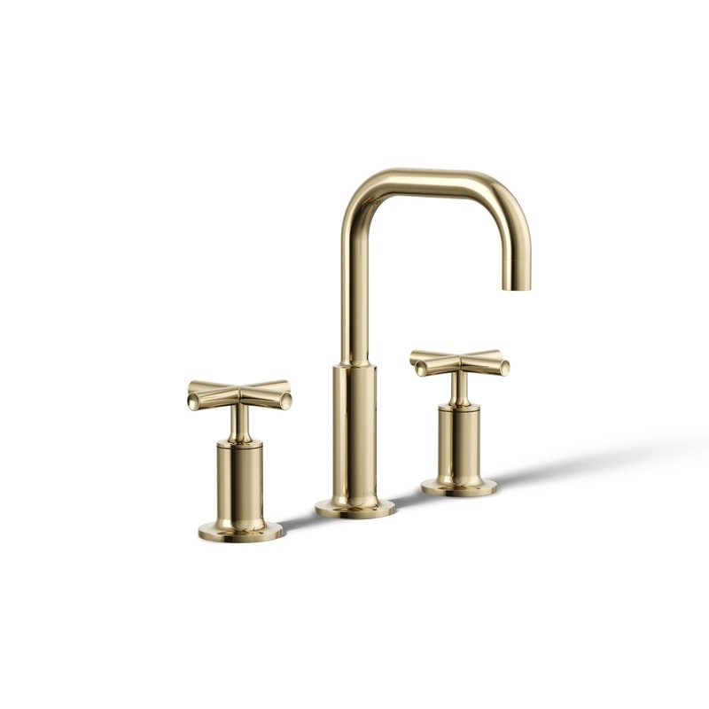 KOHLER K-14406-3-AF Purist Widespread Bathroom Sink Faucet With Cross Handles, 1.2 Gpm In Vibrant French Gold