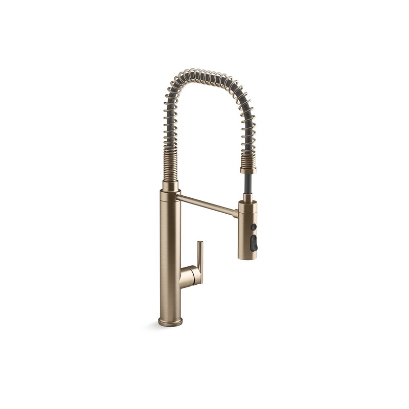 KOHLER K-24982-BV Purist Semi-Professional Kitchen Sink Faucet With Three-Function Sprayhead In Vibrant Brushed Bronze
