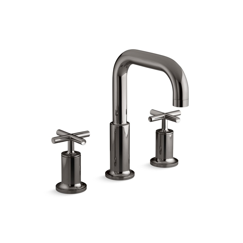 KOHLER K-T14428-3-TT Purist Deck-Mount Bath Faucet Trim With Cross Handles In Vibrant Titanium
