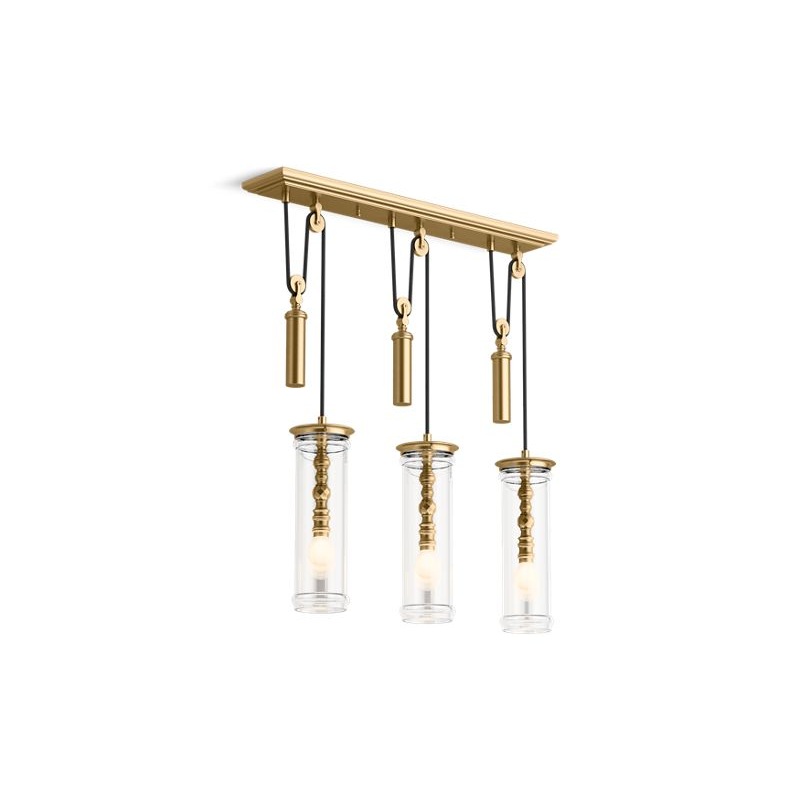 KOHLER K-23345-CH03-BGL Damask Three-light adjustable linear chandelier