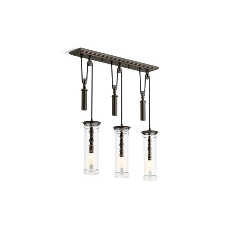 KOHLER K-23345-CH03-BZL Damask Three-light adjustable linear chandelier