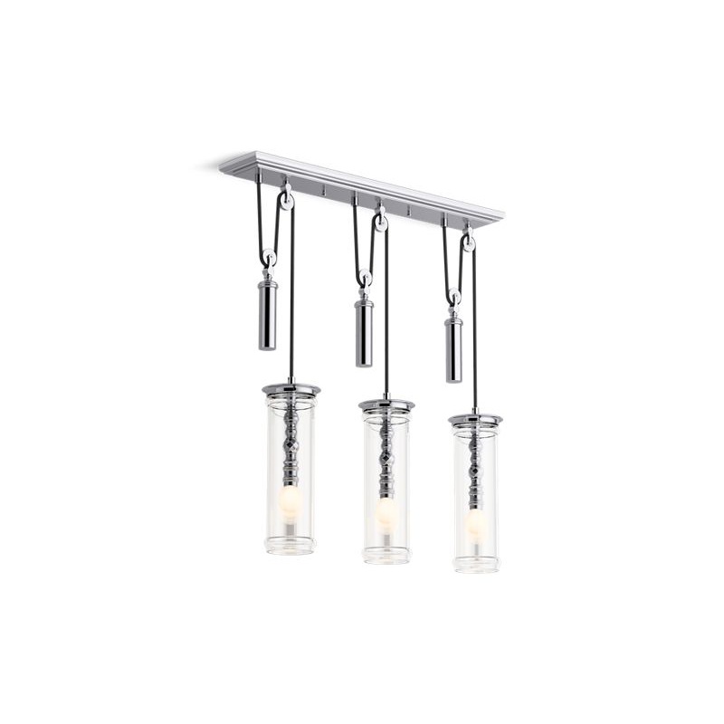 KOHLER K-23345-CH03-CPL Damask Three-light adjustable linear chandelier