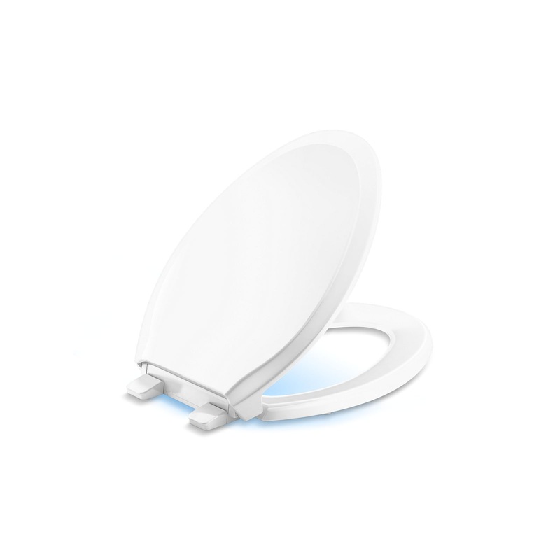 KOHLER K-24764-RL-0 Rutledge Nightlight Readylatch Quiet-Close Elongated Toilet Seat In White