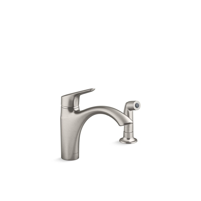 KOHLER K-30471-VS Rival Single-Handle Kitchen Sink Faucet With Side Sprayer In Vibrant Stainless