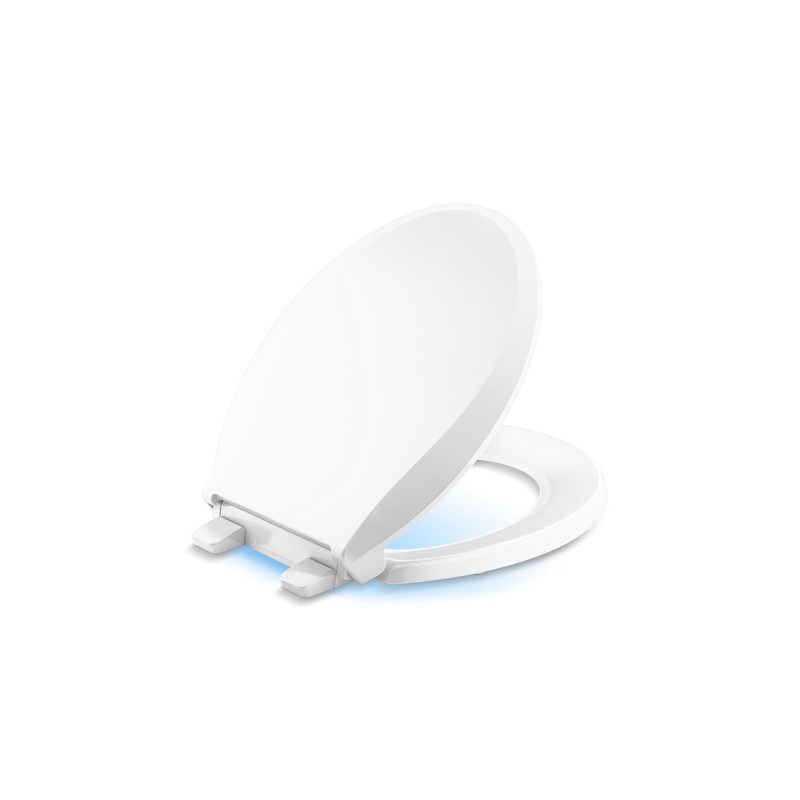 KOHLER K-75758-RL-0 Cachet Nightlight Readylatch Quiet-Close Round-Front Toilet Seat In White