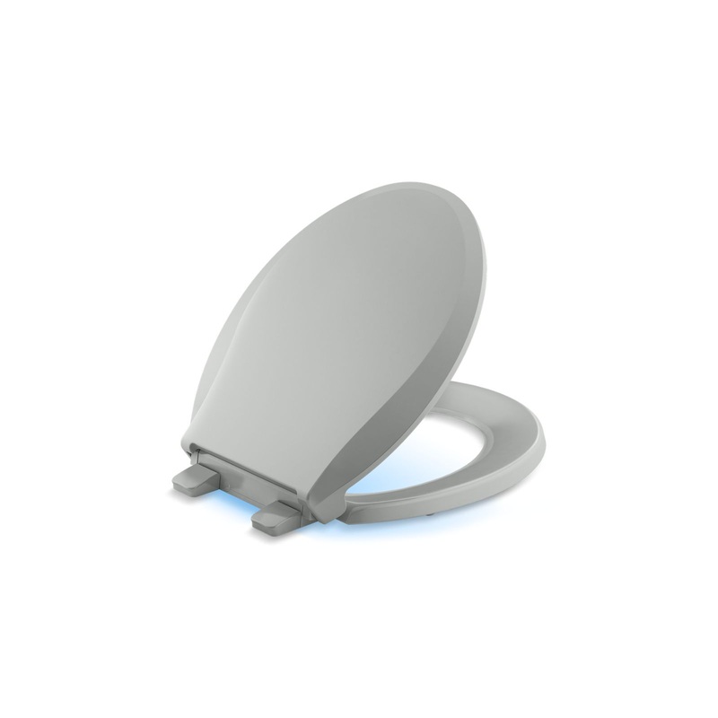 KOHLER K-75758-RL-95 Cachet Nightlight Readylatch Quiet-Close Round-Front Toilet Seat In Ice Grey