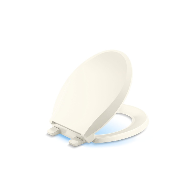 KOHLER K-75758-RL-96 Cachet Nightlight Readylatch Quiet-Close Round-Front Toilet Seat In Biscuit