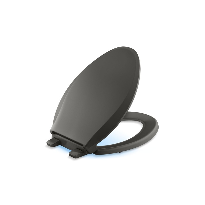 KOHLER K-75796-RL-58 Cachet Nightlight Readylatch Quiet-Close Elongated Toilet Seat In Thunder Grey