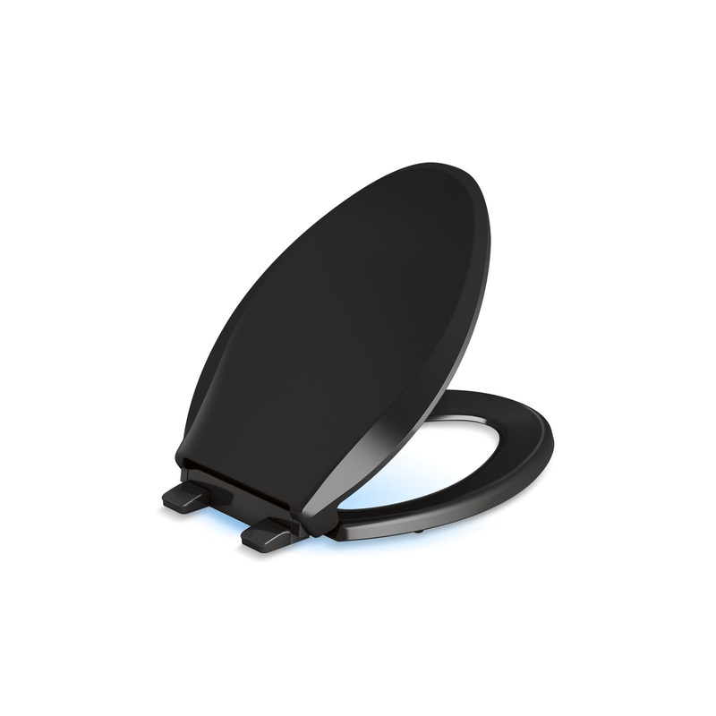 KOHLER K-75796-RL-7 Cachet Nightlight Readylatch Quiet-Close Elongated Toilet Seat In Black Black