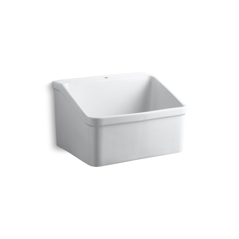 KOHLER K-12793-0 Hollister 28" X 22" Bracket-Mount Utility Sink With Single Faucet Hole In White