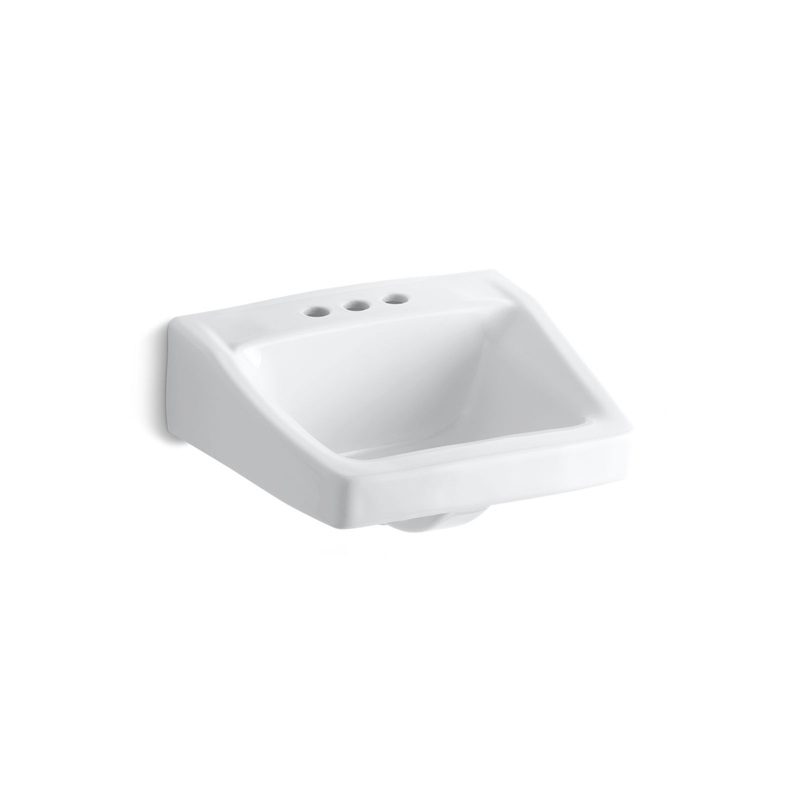 KOHLER K-1728-0 Chesapeake 19-1/4" X 17-1/4" Wall-Mount/Concealed Arm Carrier Arm Bathroom Sink With 4" Centerset Faucet Holes In White