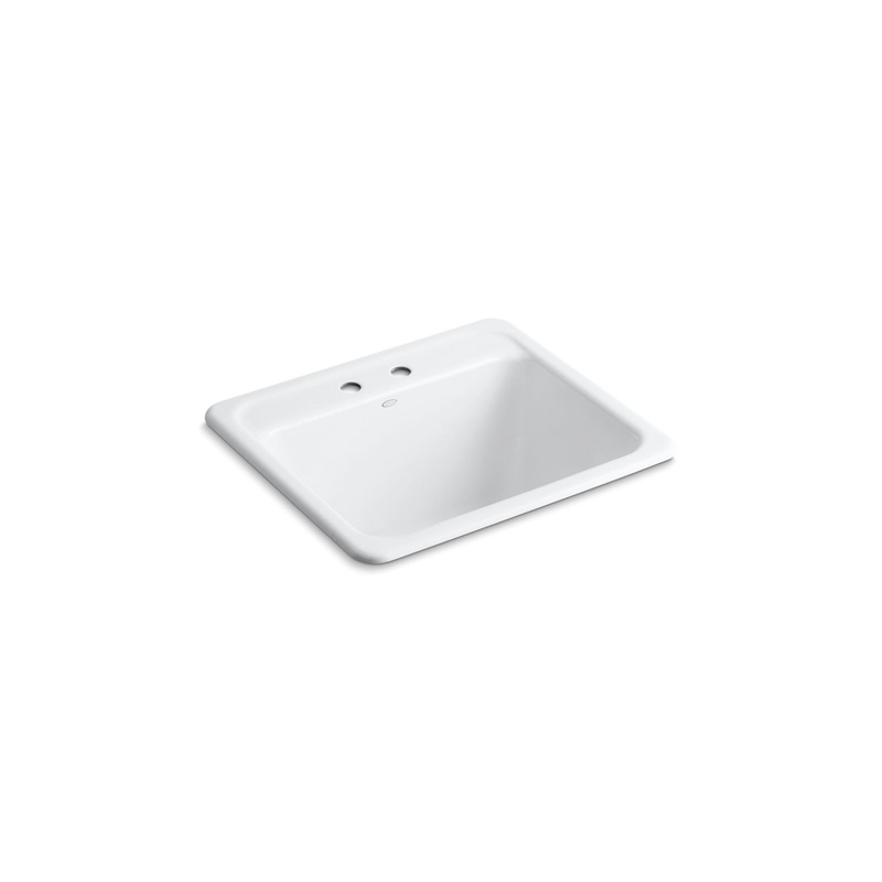 KOHLER K-19017-2-0 Glen Falls 25" Top-/Undermount Single-Bowl Utility Sink In White