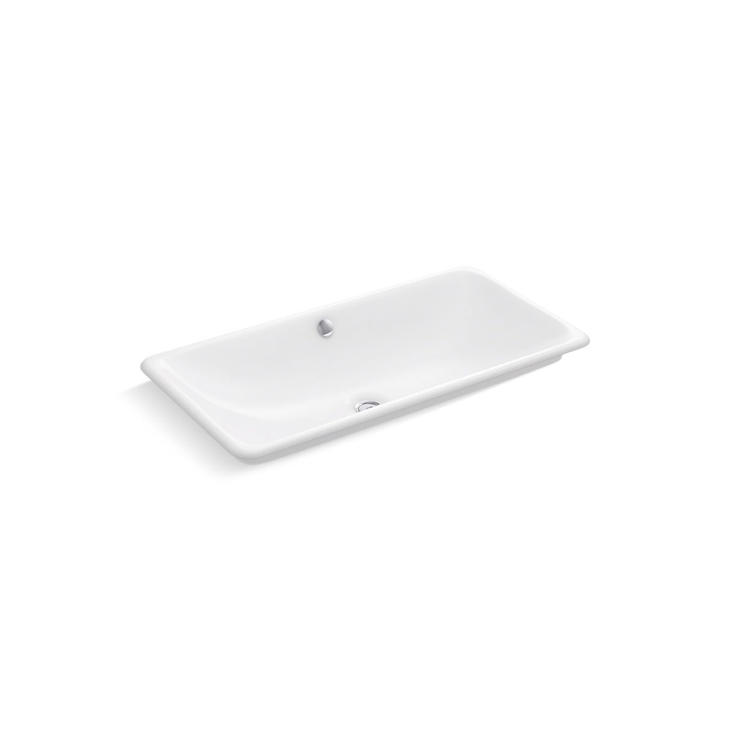 KOHLER K-20212-W-0 Iron Plains 30" Rectangular Drop-In/Undermount/Vessel Bathroom Sink With White Painted Underside In White