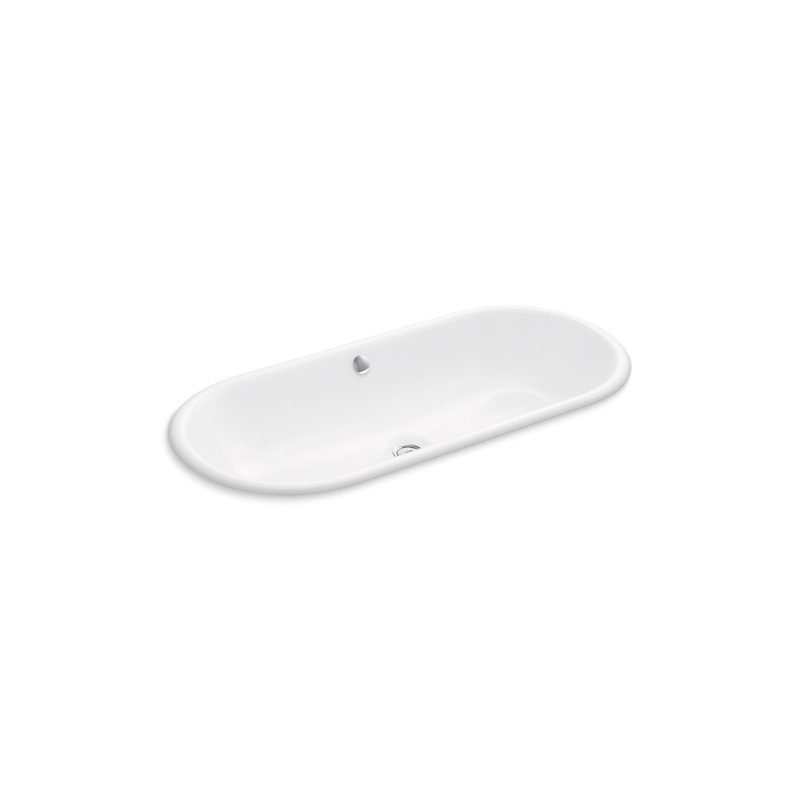 KOHLER K-20213-0 Iron Plains 33" Oval Drop-In/Undermount Bathroom Sink In White