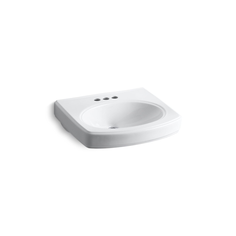 KOHLER K-2028-4-0 Pinoir 22" Oval Wall-Mount Bathroom Sink In White