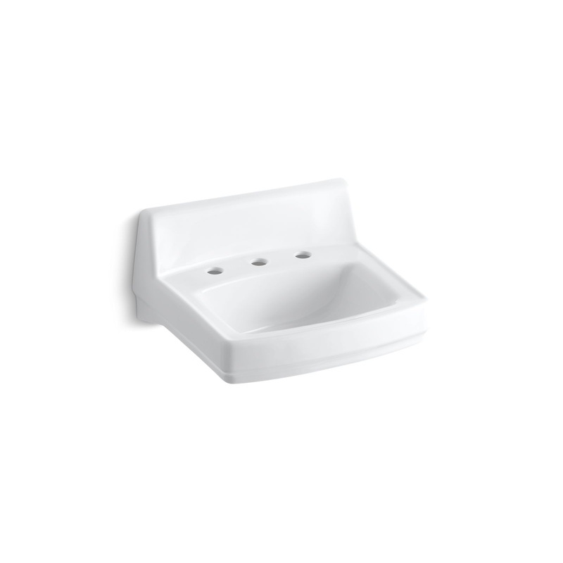 KOHLER K-2030-0 Greenwich 20-3/4" X 18-1/4" Wall-Mount/Concealed Arm Carrier Bathroom Sink With Widespread Faucet Holes In White