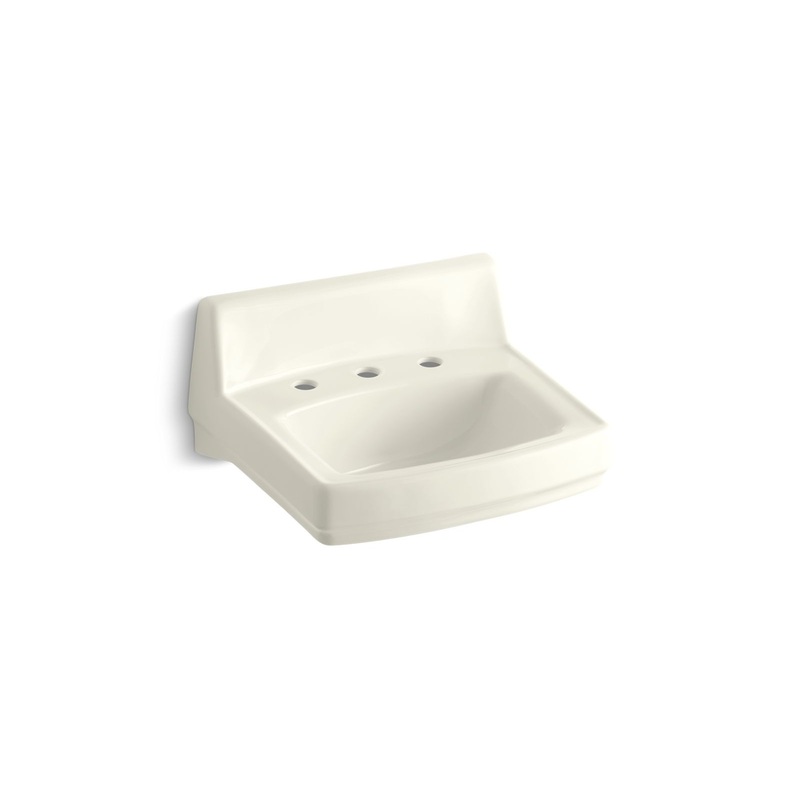 KOHLER K-2030-96 Greenwich 20-3/4" X 18-1/4" Wall-Mount/Concealed Arm Carrier Bathroom Sink With Widespread Faucet Holes In Biscuit