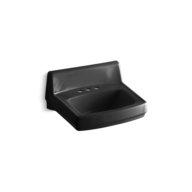 KOHLER K-2032-7 Greenwich 20-3/4" X 18-1/4" Wall-Mount/Concealed Arm Carrier Bathroom Sink With 4" Centerset Faucet Holes In Black Black