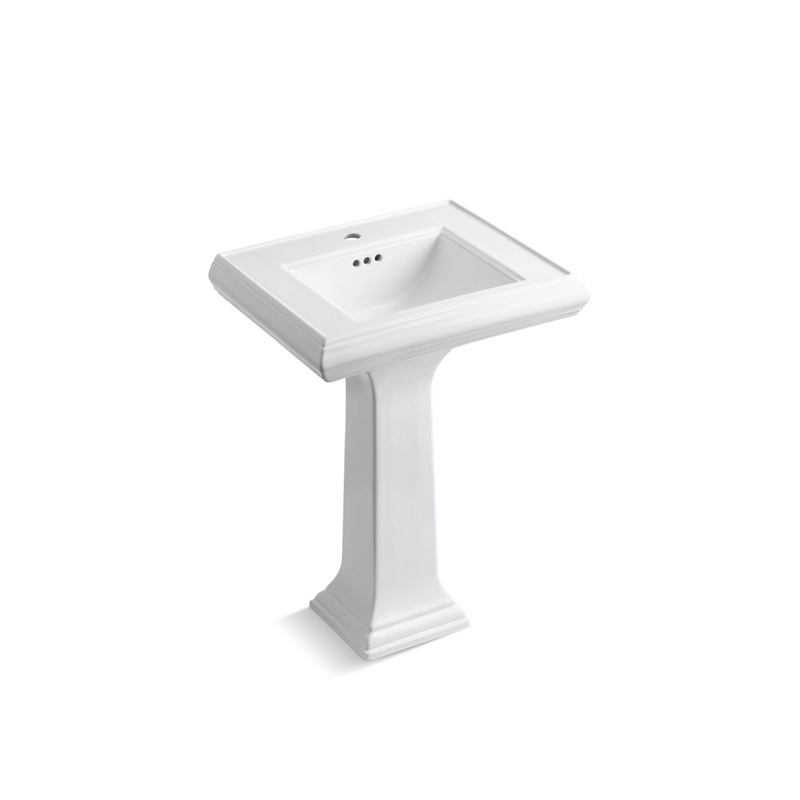KOHLER K-2238-1-0 Memoirs Classic 24-1/4" Rectangular Pedestal Bathroom Sink In White