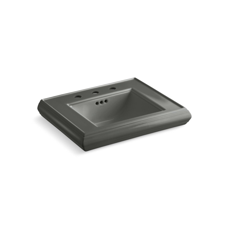 KOHLER K-2239-8-58 Memoirs Pedestal/Console Table Bathroom Sink Basin With 8" Widespread Faucet Holes In Thunder Grey