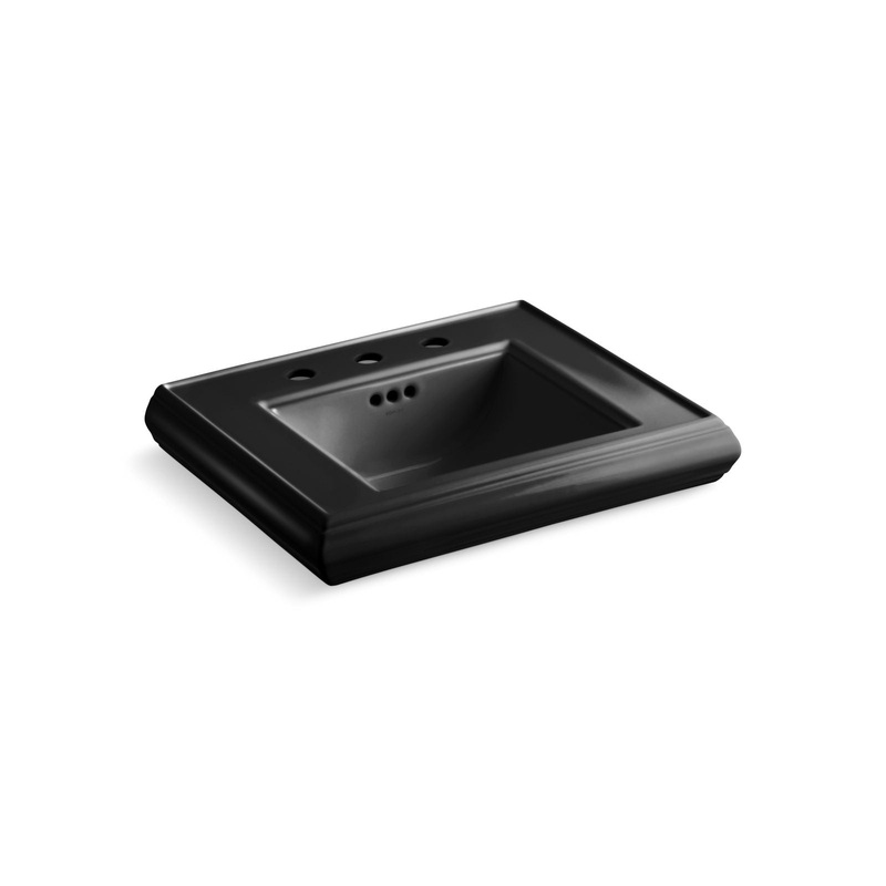 KOHLER K-2239-8-7 Memoirs Pedestal/Console Table Bathroom Sink Basin With 8" Widespread Faucet Holes In Black Black