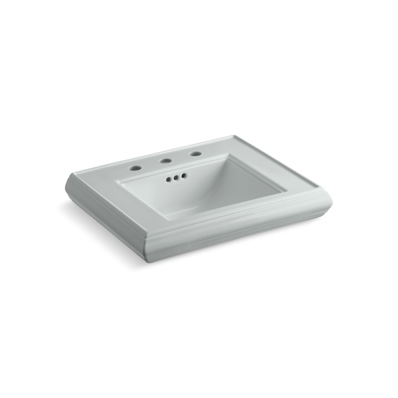 KOHLER K-2239-8-95 Memoirs Pedestal/Console Table Bathroom Sink Basin With 8" Widespread Faucet Holes In Ice Grey