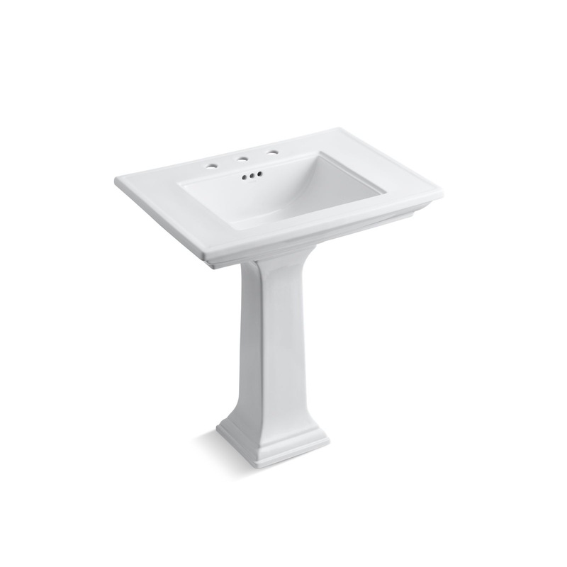 KOHLER K-2268-8-0 Memoirs Stately 30-3/4" Rectangular Pedestal Bathroom Sink In White