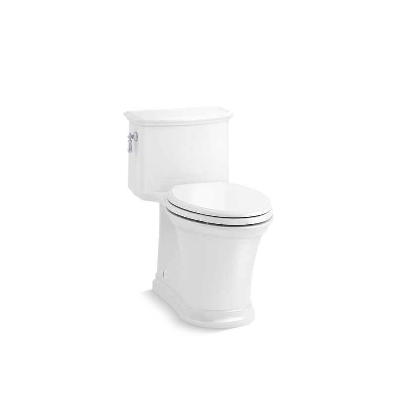 KOHLER K-22695-0 Harken One-Piece Compact Elongated Toilet With Skirted Trapway, 1.28 Gpf In White