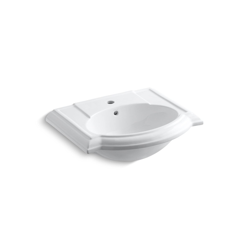 KOHLER K-2287-1-0 Devonshire 24-1/4" Rectangular Pedestal Bathroom Sink In White
