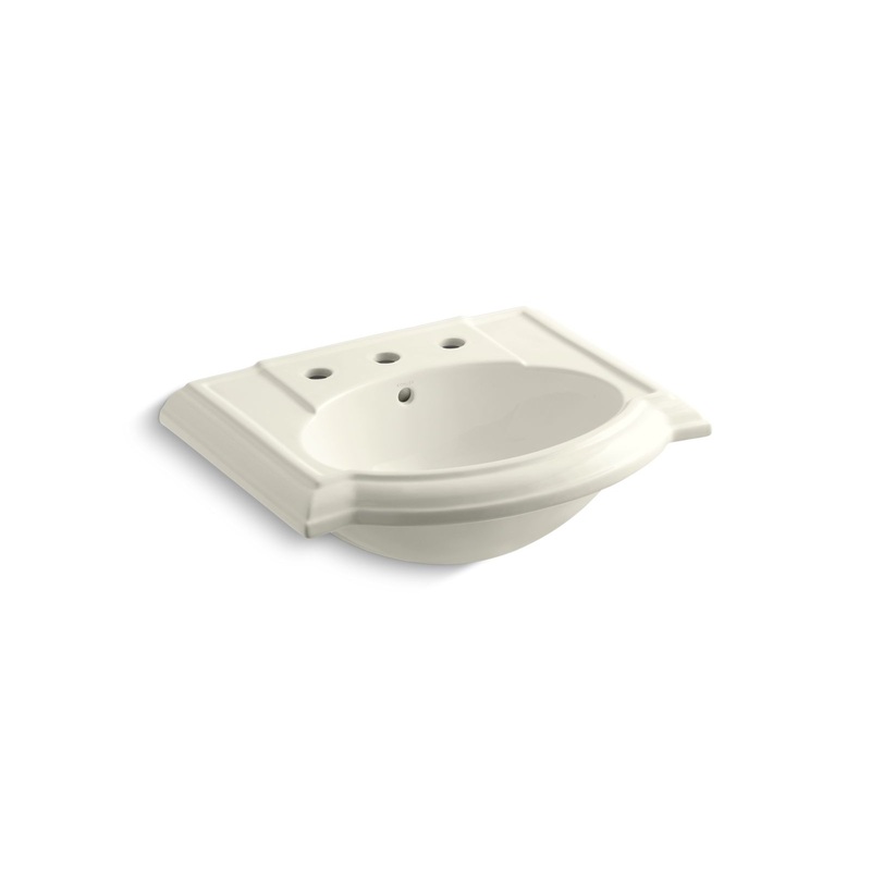 KOHLER K-2287-8-96 Devonshire 24-1/4" Rectangular Pedestal Bathroom Sink In Biscuit