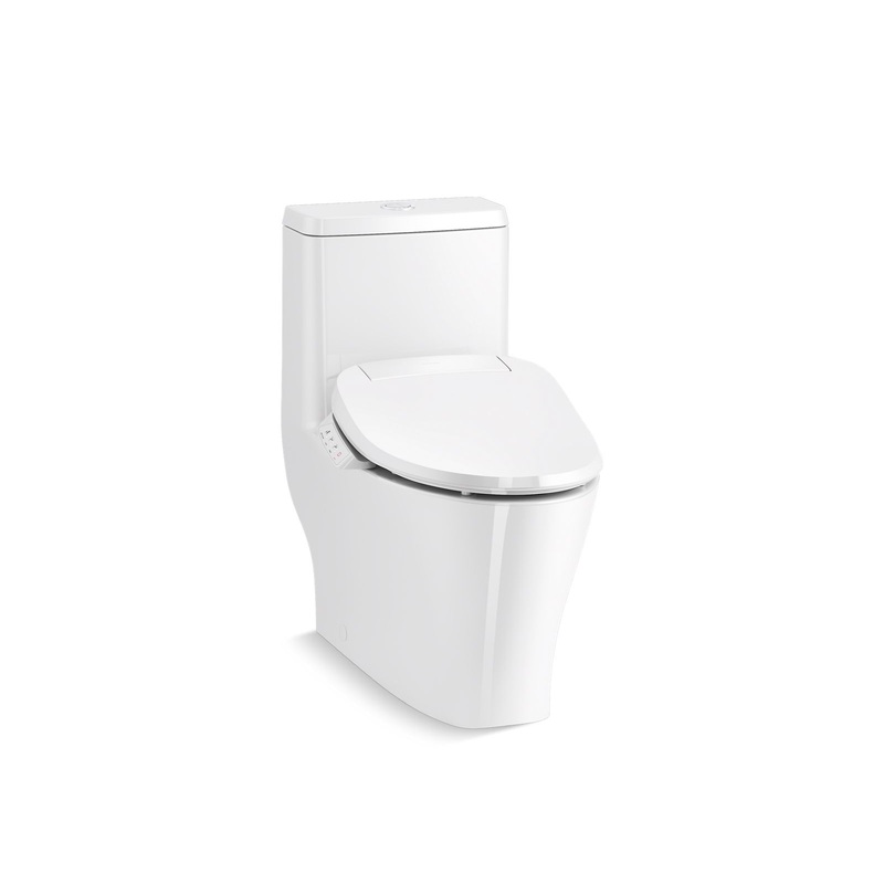 KOHLER K-23188-HC-0 Reach Curv Hidden Cord One-Piece Compact Elongated Toilet With Skirted Trapway, Dual-Flush In White