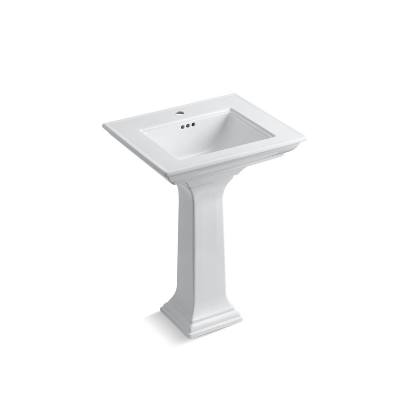 KOHLER K-2344-1-0 Memoirs Stately 24-1/2" Rectangular Pedestal Bathroom Sink In White