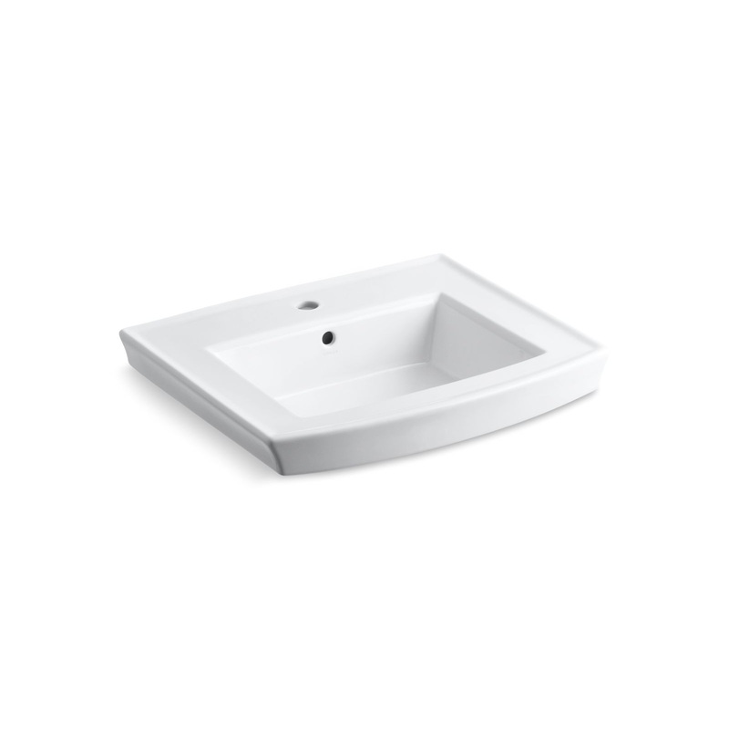 KOHLER K-2358-1-0 Archer 24" Rectangular Pedestal Bathroom Sink In White