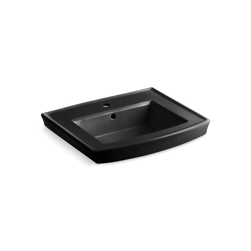 KOHLER K-2358-1-7 Archer 24" Rectangular Pedestal Bathroom Sink In Black Black
