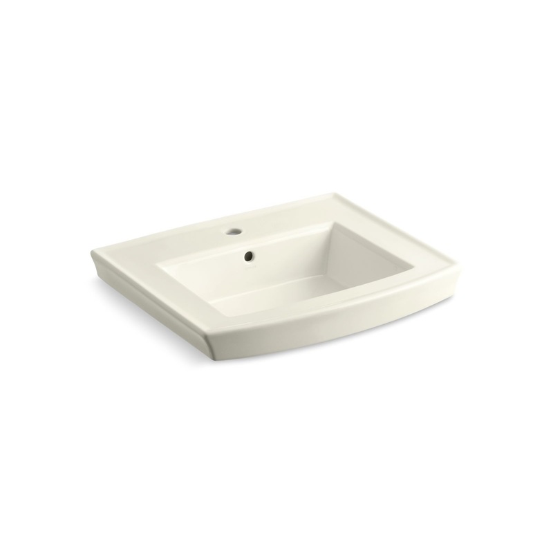 KOHLER K-2358-1-96 Archer 24" Rectangular Pedestal Bathroom Sink In Biscuit